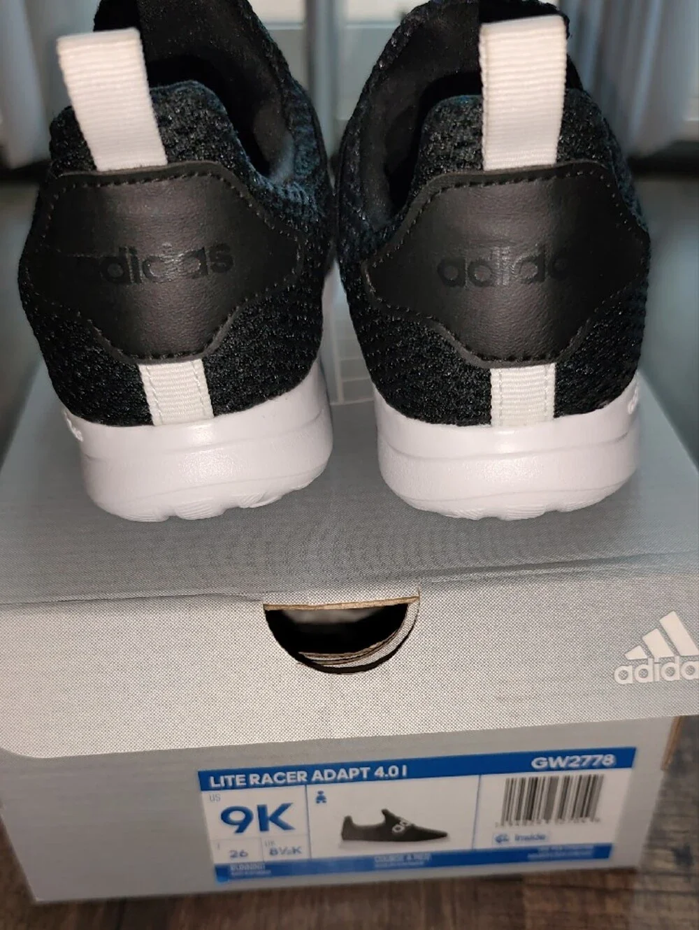 Adidas Kids Black and White Slip-On Mesh Sneakers